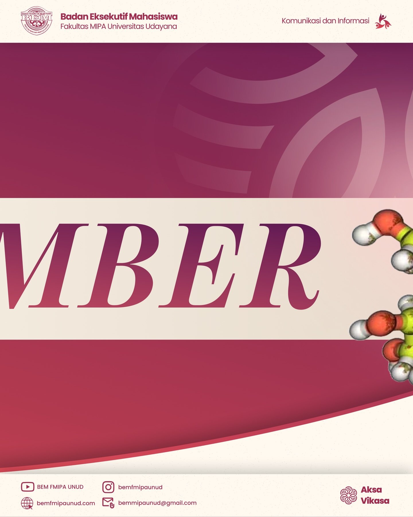 𝐒𝐞𝐥𝐚𝐦𝐚𝐭 𝐃𝐚𝐭𝐚𝐧𝐠 𝐃𝐞𝐬𝐞𝐦𝐛𝐞𝐫

𝐒𝐚𝐥𝐚𝐦 𝐒𝐚𝐭𝐮 𝐌𝐈𝐏𝐀!
𝐇𝐚𝐫𝐦𝐨𝐧𝐢𝐬𝐚𝐬𝐢𝐤𝐚𝐧 𝐏𝐞𝐫𝐮𝐛𝐚𝐡𝐚𝐧!

𝙃𝙖𝙡𝙤 𝘾𝙞𝙫𝙞𝙩𝙖𝙨 𝘼𝙠𝙖𝙙𝙚𝙢𝙞𝙠𝙖 𝙁𝙈𝙄𝙋𝘼☺️🙌🏻

Desember menjadi bulan penutup tahun, banyak aktivitas kampus mendekati akhir📚. Mahasiswa menyelesaikan ujian akhir semester dan berbagai tugas akhir. Suasana akademik tetap hidup meskipun akan memasuki masa libur panjang 🍀🍃

Beberapa hari penting terjadi pada bulan ini. Hari Disabilitas Internasional. Hari Anti Korupsi Sedunia. Hari HAM Sedunia. Ketiganya mengingatkan tentang pentingnya kesetaraan, integritas, dan penghargaan terhadap hak asasi manusia 🌏✨

Bulan ini merupakan hari kelahiran salah satu seorang kimiawan bersejarah, Alfred Werner, yang dikenal sebagai perintis kimia koordinasi👨‍🏫. Ia menjelaskan struktur kompleks logam melalui teori koordinasi yang menjadi dasar kimia anorganik modern. Alfred Werner menerima Hadiah Nobel Kimia tahun 1913. Pemikirannya digunakan dalam analisis struktur senyawa sampai pengembangan material berbasis kompleks logam 🧪📖

Sekian funfact bulan Desember. Yuk, kita sambut bulan ini dengan semangat yang segar!💡🔥
~~~
• Bergerak sebagai Poros, Berputar Mengintegrasi, Mewujudkan Harmoni dan Perubahan Berarti •
~~~

𝐁𝐄𝐌 𝐅𝐌𝐈𝐏𝐀 𝐔𝐍𝐈𝐕𝐄𝐑𝐒𝐈𝐓𝐀𝐒 𝐔𝐃𝐀𝐘𝐀𝐍𝐀 𝟐𝟎𝟐𝟓
𝐊𝐚𝐛𝐢𝐧𝐞𝐭 𝐀𝐤𝐬𝐚 𝐕𝐢𝐤𝐚𝐬𝐚